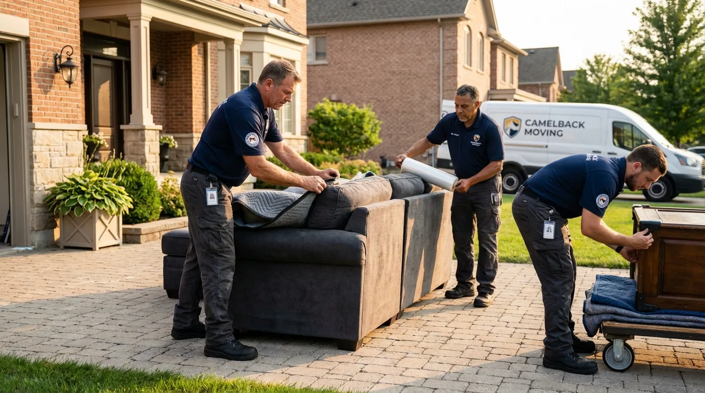 Large estate moving crew wrapping furniture in Baxter, MN